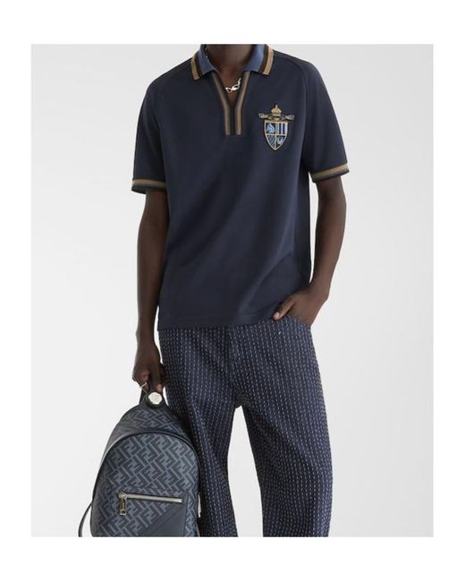 Fendi Blue Jacquard Polo Shirt for men