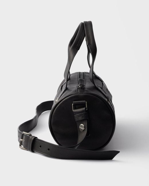 Prada Black Route Large Leather Top-Handle Bag