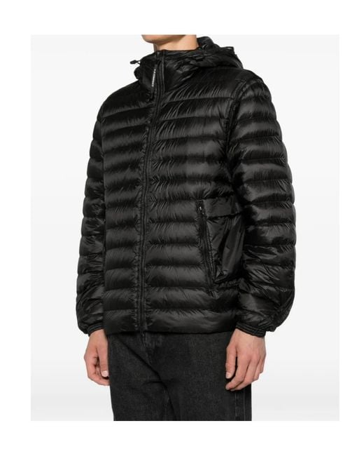 C P Company Black Goggle-Detail Padded Jacket for men