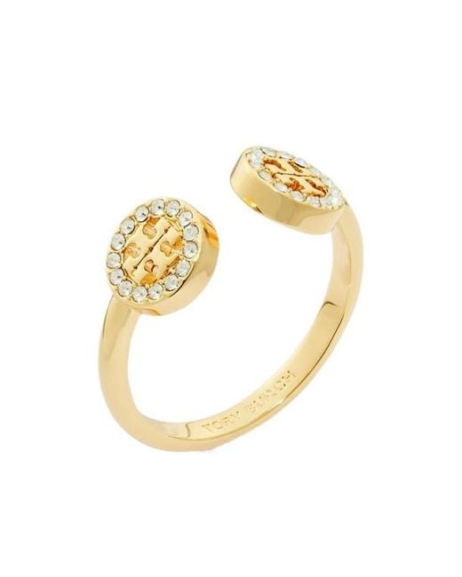 Tory Burch Metallic Miller Pavé Open Ring