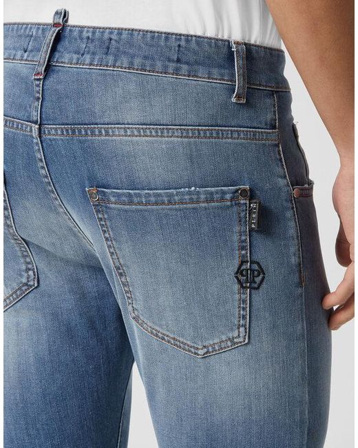Philipp Plein Blue Low-Rise Skinny-Cut Jeans for men