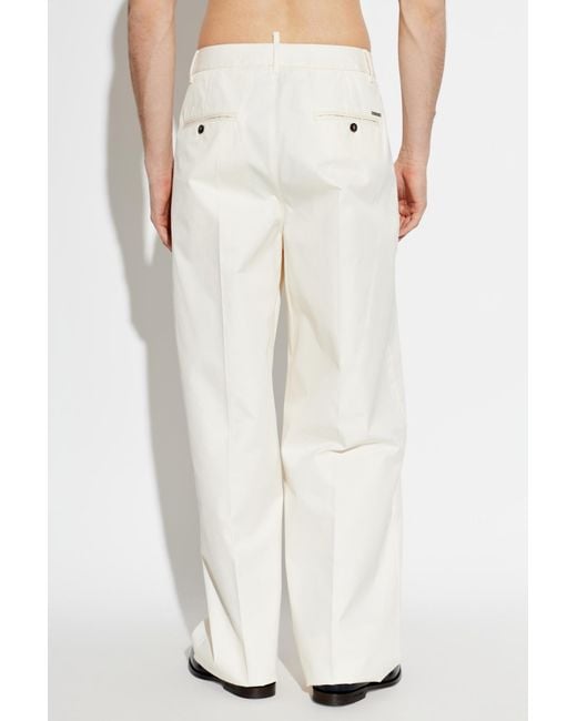 DSquared² White Pleated Wide-Leg Pants for men