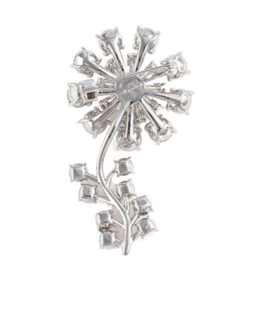 Self-Portrait White Crystal Flower Brooch