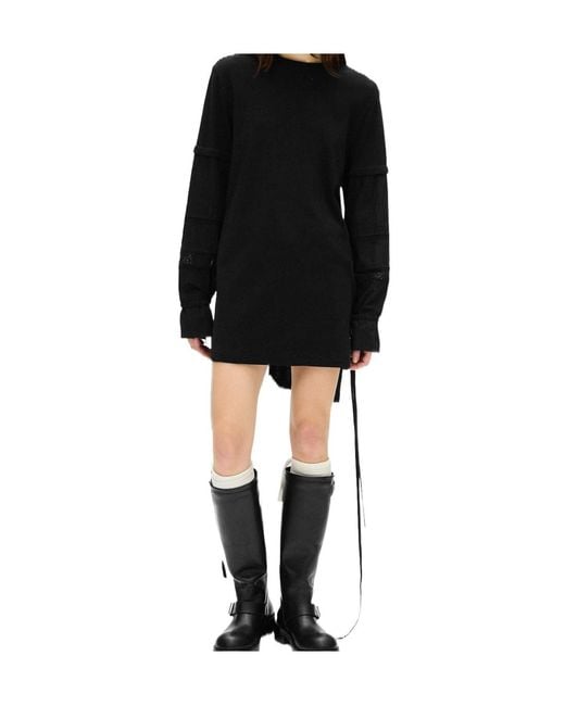 Ann Demeulemeester Black Lucina Panelled T-Shirt Mini Dress