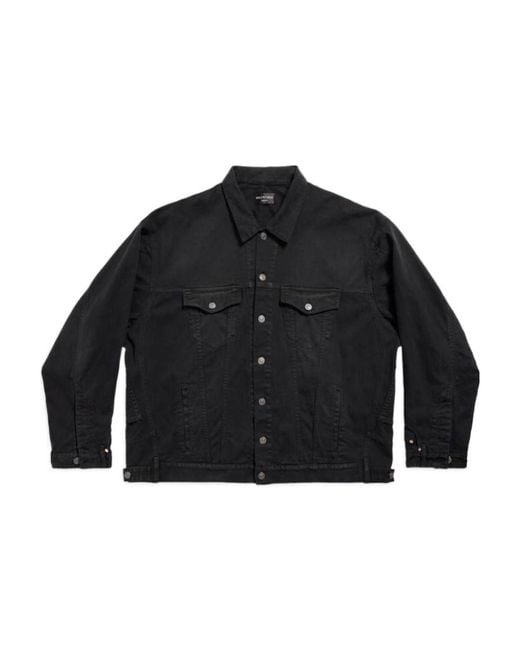 Balenciaga Black Deconstructed Straight Hem Denim Jacket for men