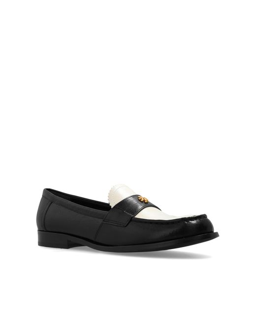 Tory Burch Black Logo Plaque Two-Toned Loafers