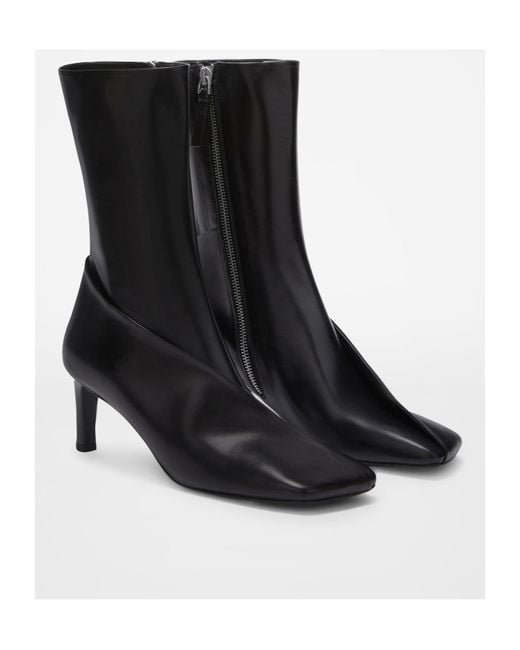 Jil Sander Black Square Toe Leather Boots