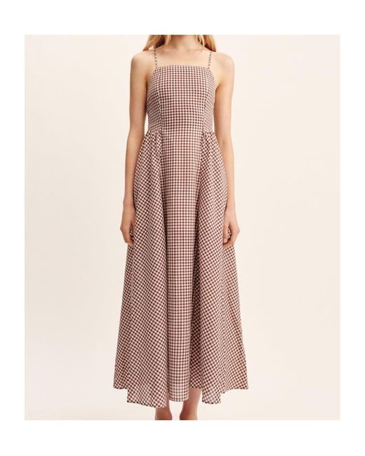 Posse Brown Gingham Check Maxi Dress