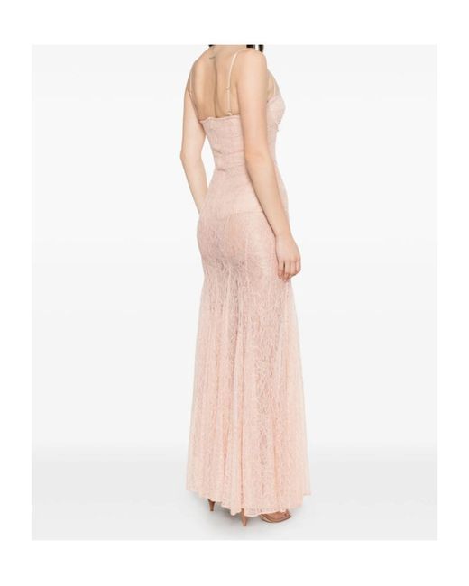 Elisabetta Franchi Pink Lace Maxi Dress