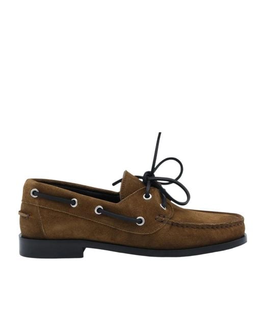 Aeyde Brown Suede Lace-Up Boat Shoes