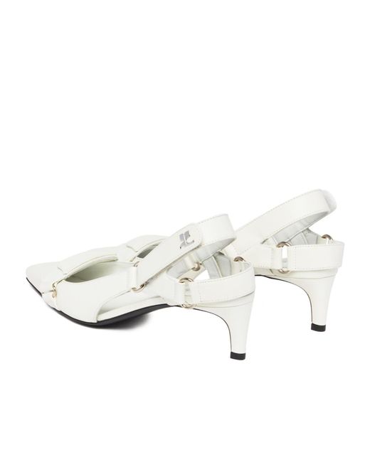 Courreges White 60Mm Pointed-Toe Leather Pumps