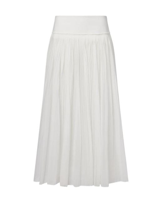 Rohe White Pleated Cotton Muslin Maxi Skirt