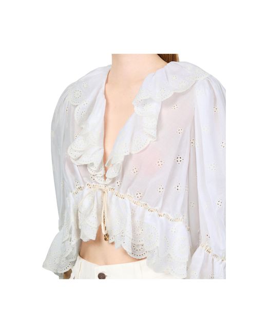 Chloé White V-Neck Top