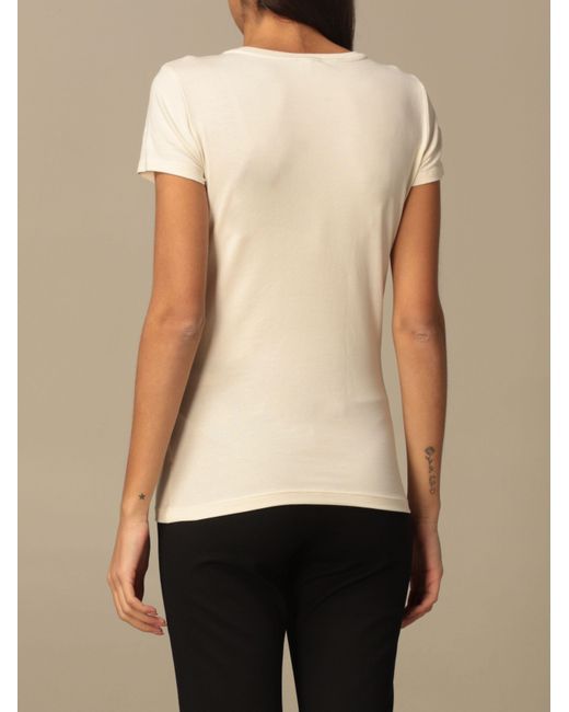 EA7 Natural Round-Necked Logo T-Shirt