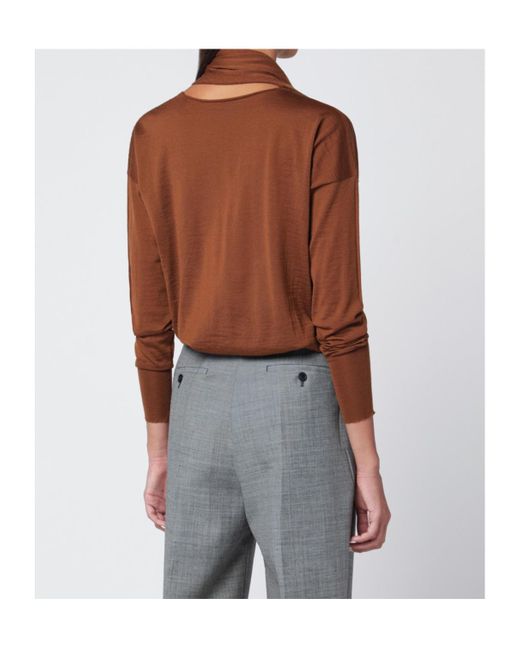 Roberto Collina Brown Scarf Detail Knitwear