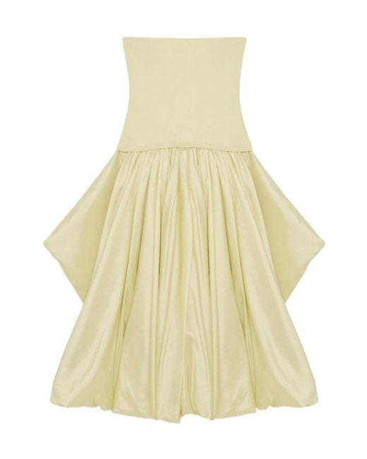 Jonathan Simkhai Yellow Strapless Balloon-Skirt Midi Day Dress