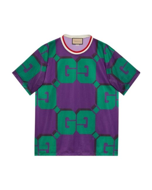 Gucci Green All-Over Perforated Graphic Printed T-Shirt for men