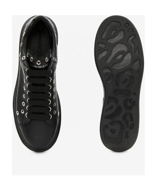 McQueen Black Oversized Eyelet Detail Sneakers for men