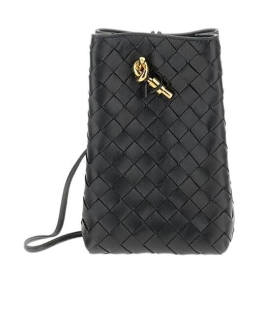 Bottega Veneta Black Andiamo Phone Pouch