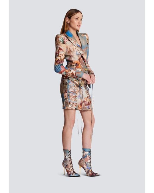 Balmain White Slim-Fit Sky Printed Canvas Jacket