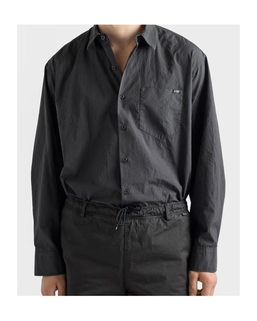 Prada Gray Logo-Patch Pocket Shirt for men