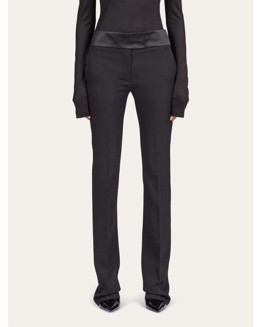 Ferragamo Blue Front Crease, Freshly Cut Wool Casual Pants