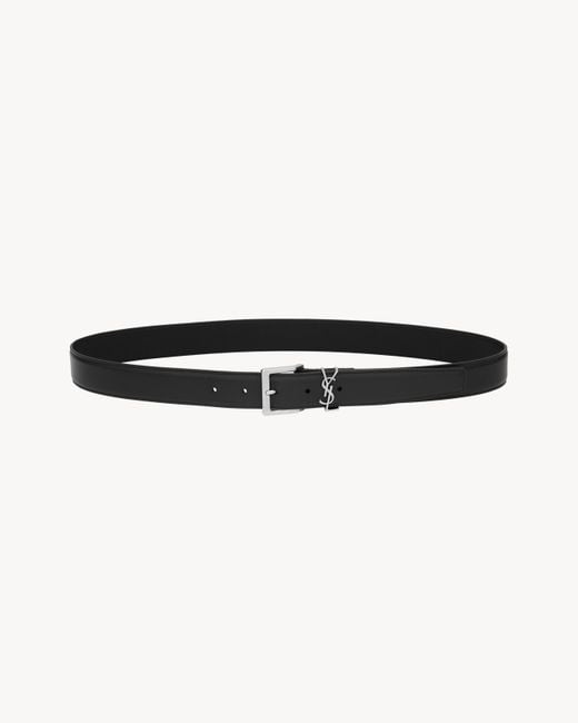 Saint Laurent White Cassandre Vadim Belt for men