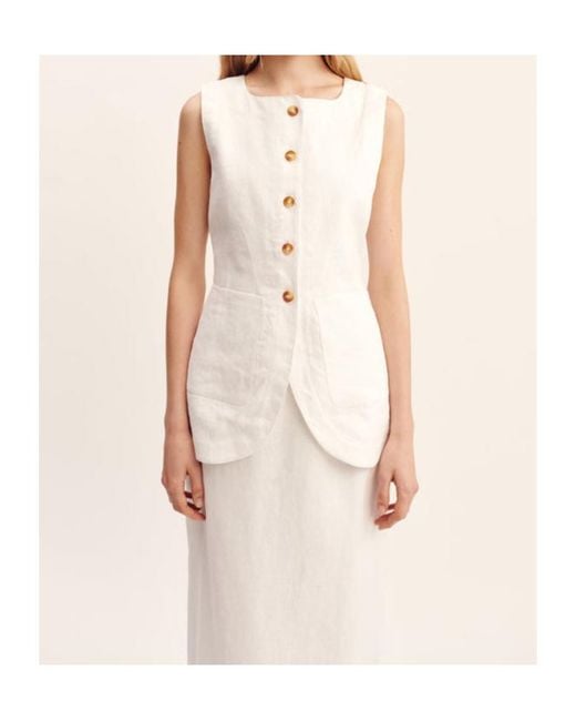 Posse White Emma Buttoned Vest
