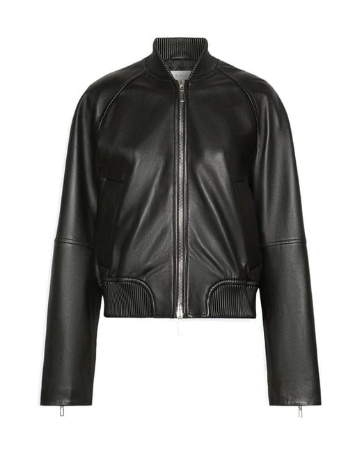 Sportmax Black Long-Sleeve Leather Jacket