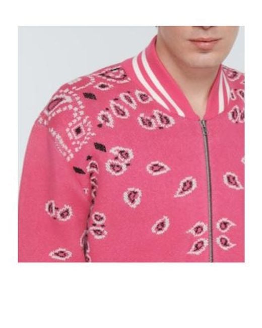 Alanui Pink Bandana Jacquard Cotton Bomber Jacket for men
