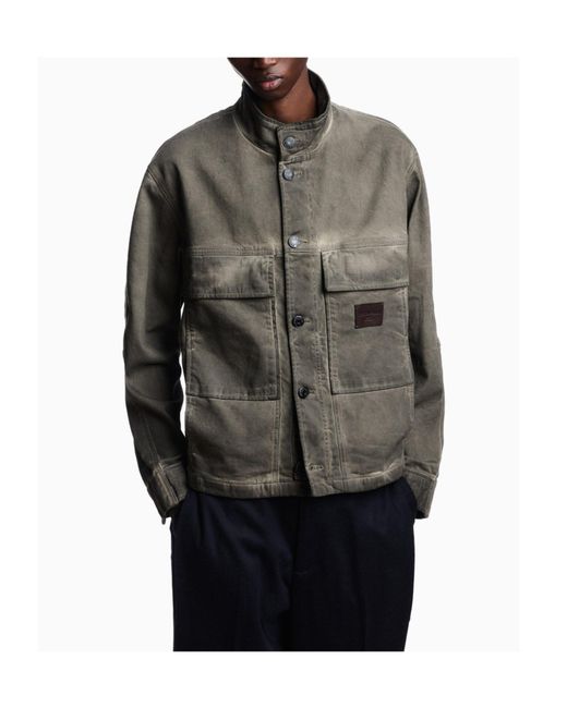 Emporio Armani Gray Stand-Collar Workwear Jacket for men