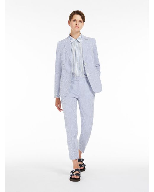 Weekend by Maxmara Blue Seersucker Trousers