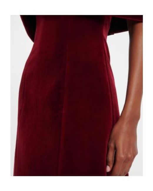 Emilia Wickstead Red Carita Off-Shoulder Cotton Velvet Midi Dress