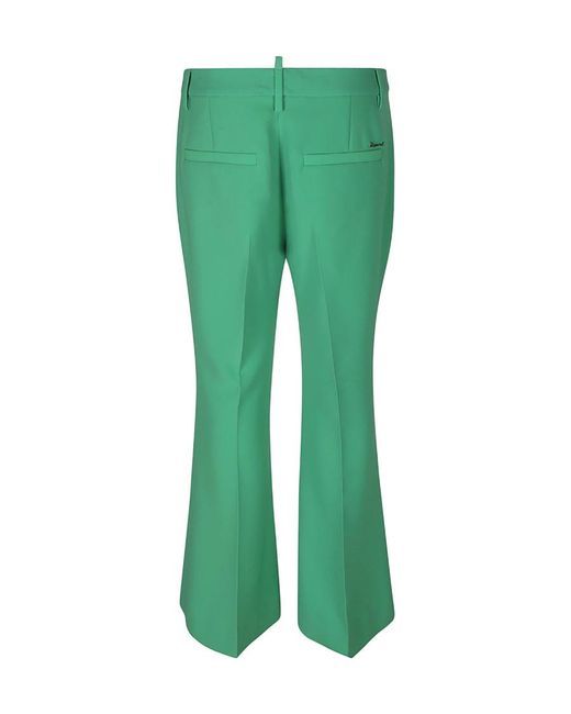 DSquared² Green Kick-Flare Cropped Trousers