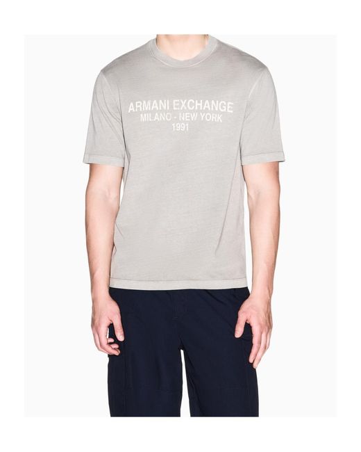 ARMANI EXCHANGE White Logo-Print Crew-Neck T-Shirt for men