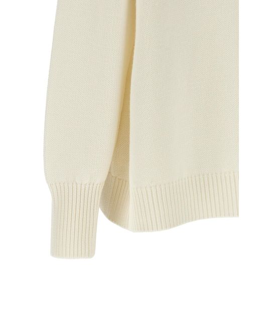 Fabiana Filippi White Ribbed Turtleneck Knitted Sweater