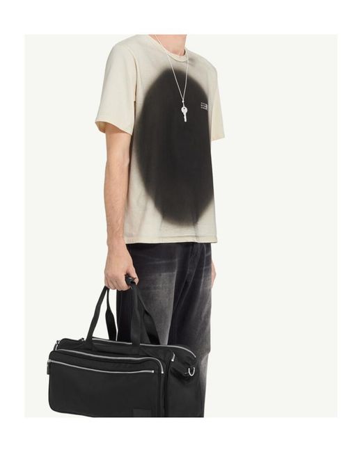 MM6 by Maison Margiela Black Logo Printed Crewneck T-Shirt for men