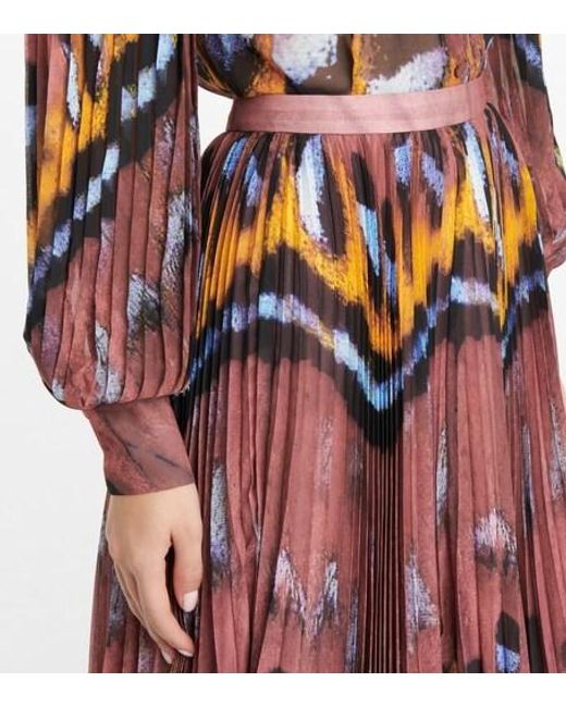 Altuzarra Red Isobel High-Rise Printed Maxi Skirt