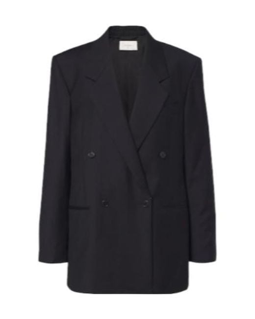 The Row Blue Isani Double-Breasted Virgin Wool Blazer