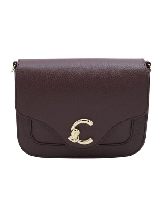 Coccinelle Purple Flap Logo Shoulder Bag