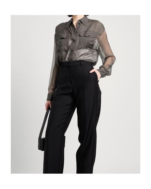 Saint Laurent Gray Crepe Long-Sleeved Shirt