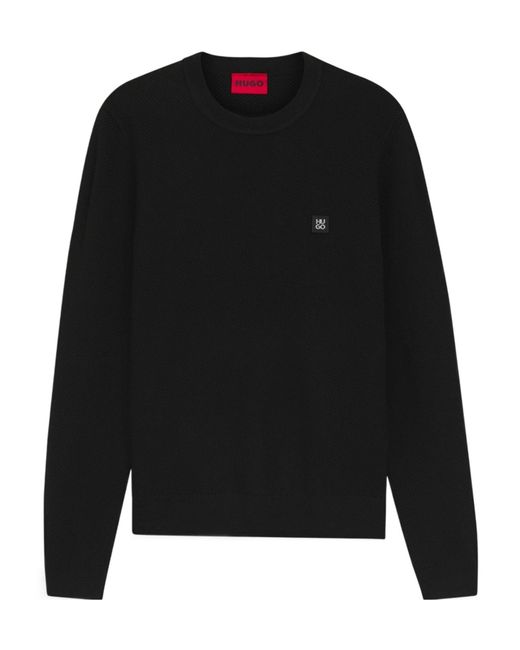 Boss Black Crew Neck Wool Jumper for men