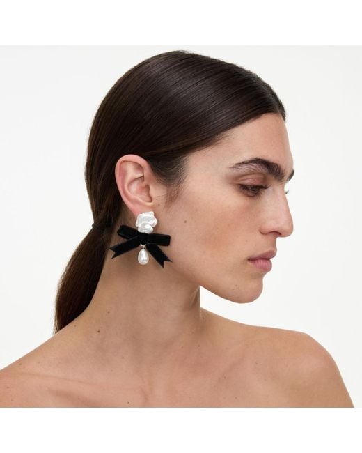 Self-Portrait Multicolor Pearl Bow Earring