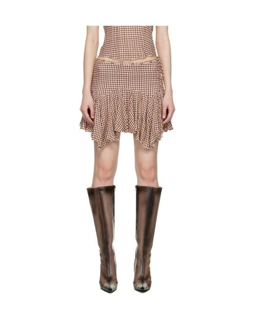 KNWLS Pink Tess Checked Ruffled Skirt