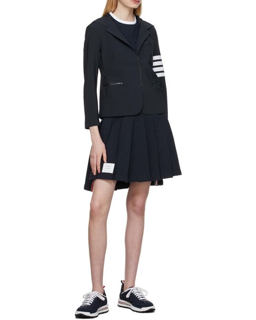 Thom Browne Blue Logo Patch Pleated Short Skirt