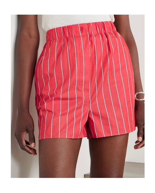 Frankie Shop Red Lui Striped Cotton-Poplin Shorts