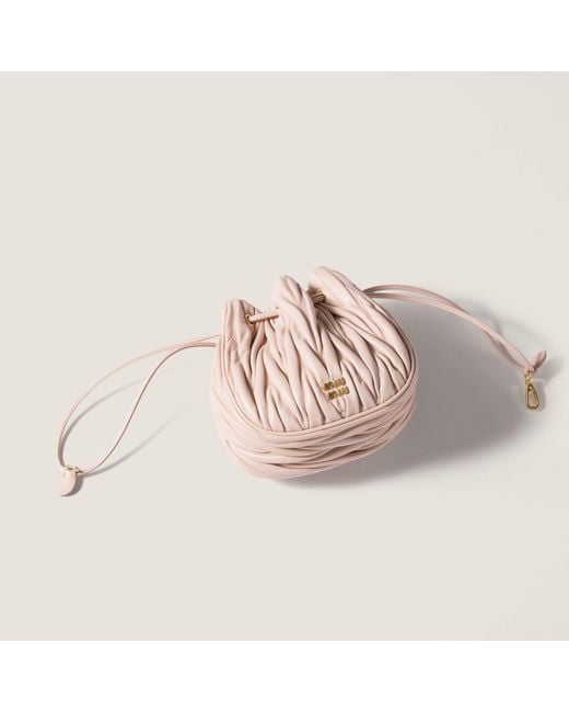Miu Miu Pink Matelassé Nappa Leather Pouch
