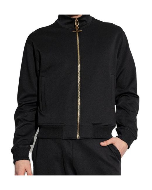 Balmain Blue Zip-Up T-Bar-Detail Track Jacket for men