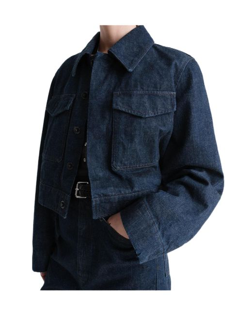 Lemaire Blue Long Sleeved Cropped Jacket