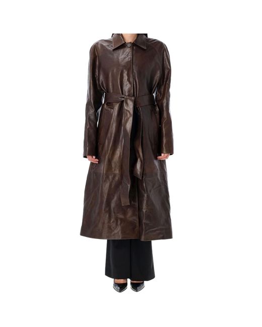 Magda Butrym Brown Belted Leather Coat